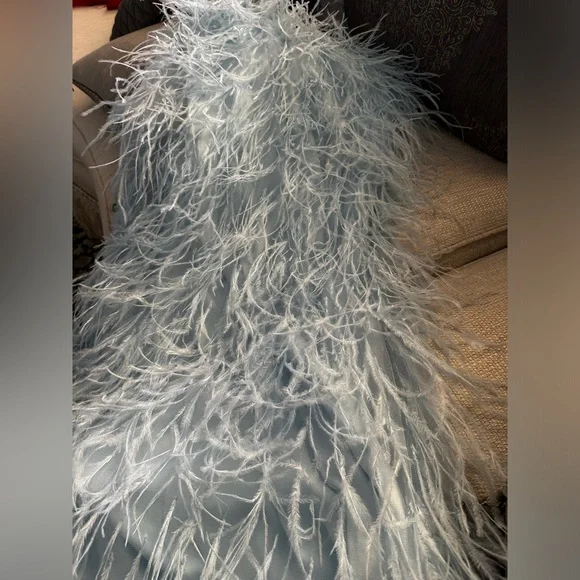 Jovani feather stunning sky blue
